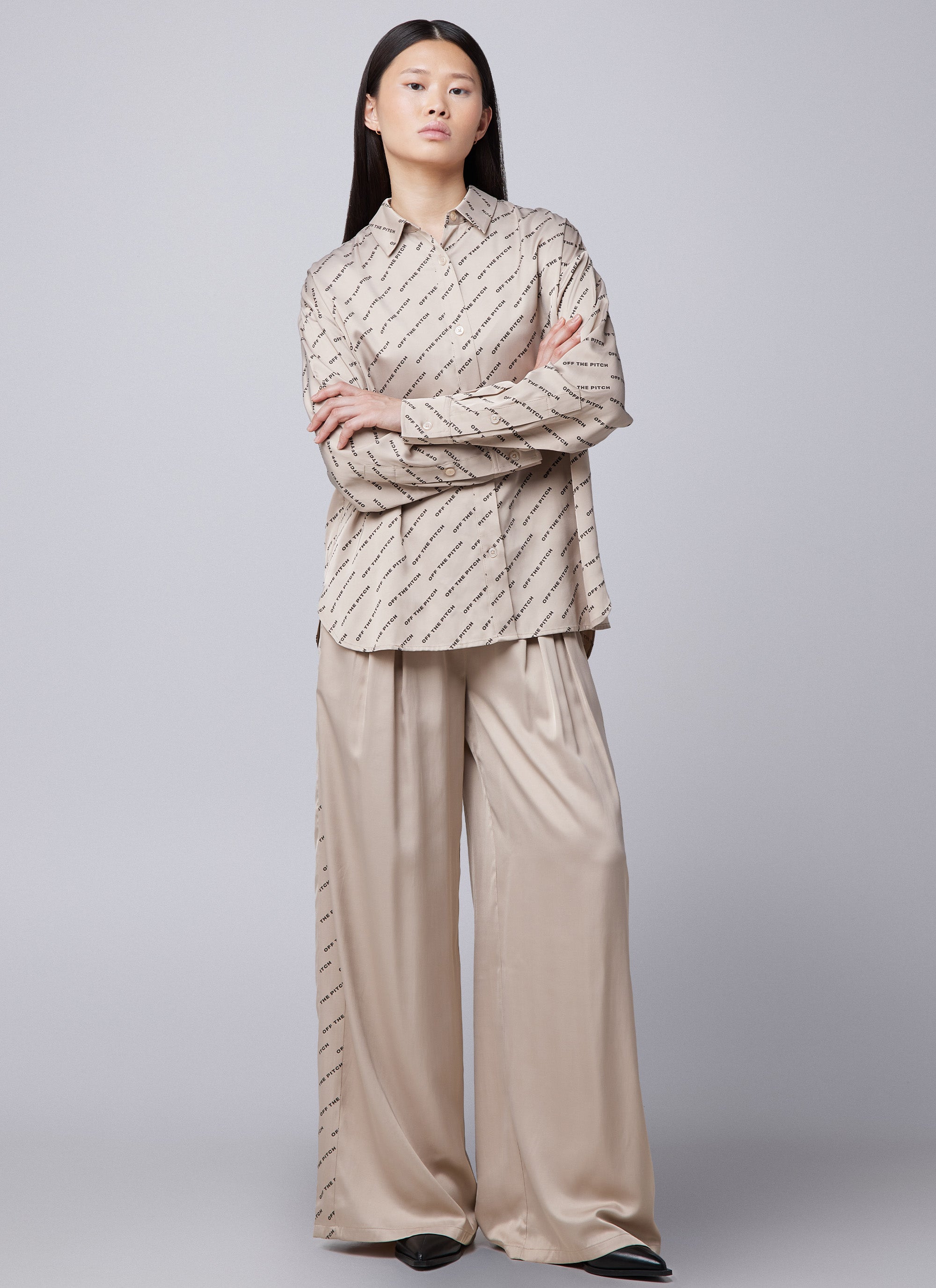 Satin Paige Shirt | Sand