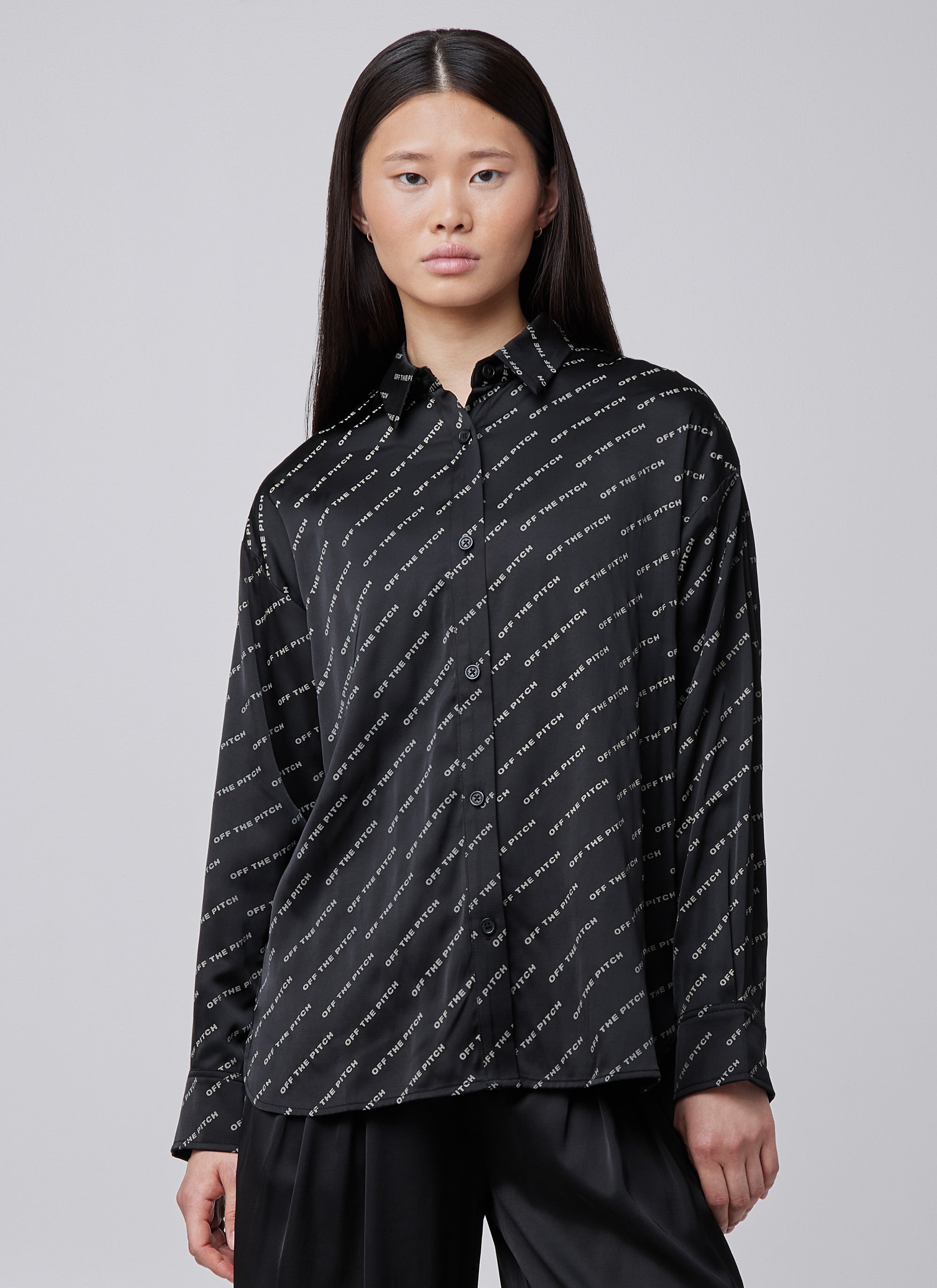 Satin Paige Shirt | Black