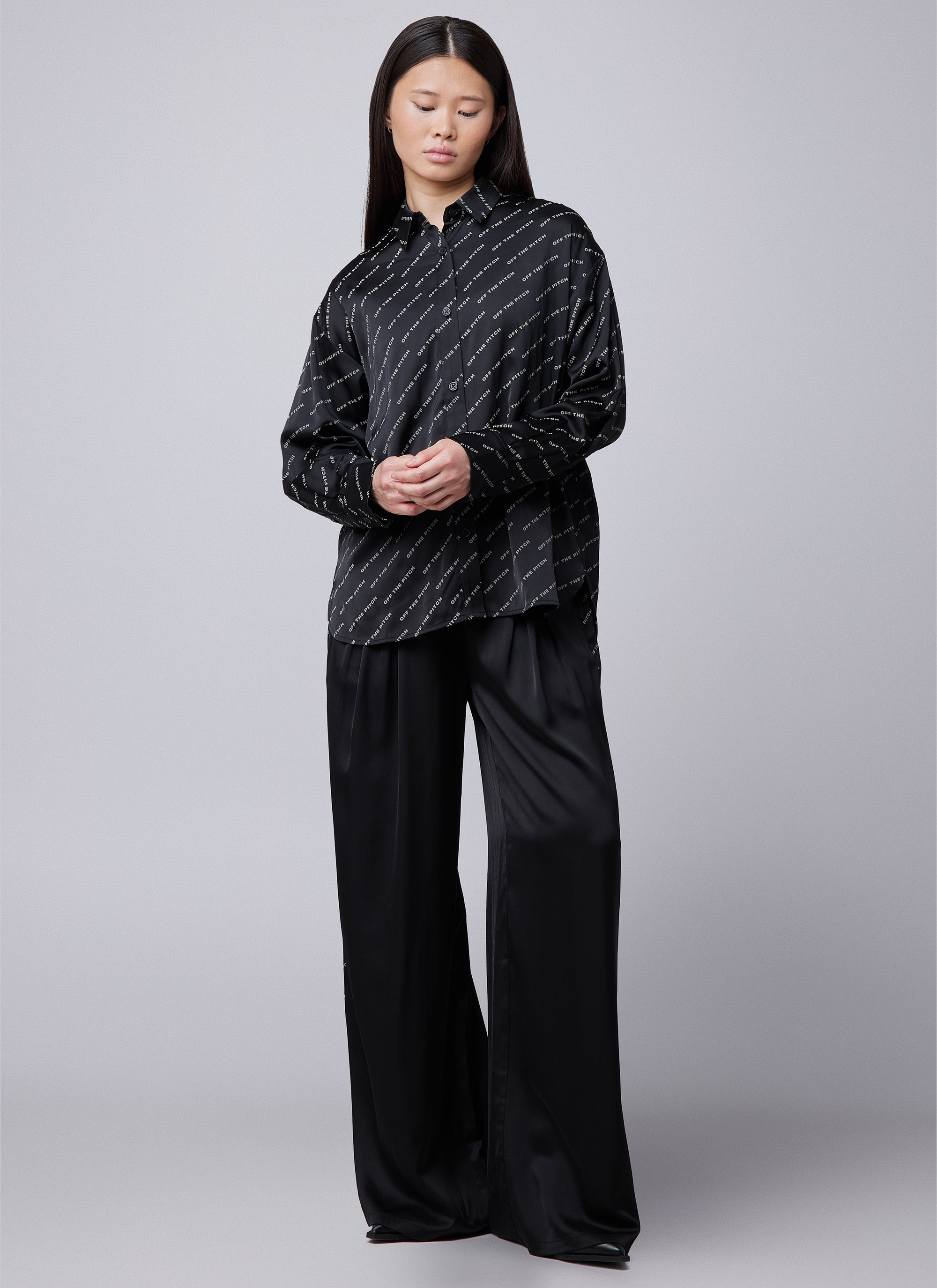 Satin Paige Shirt | Black