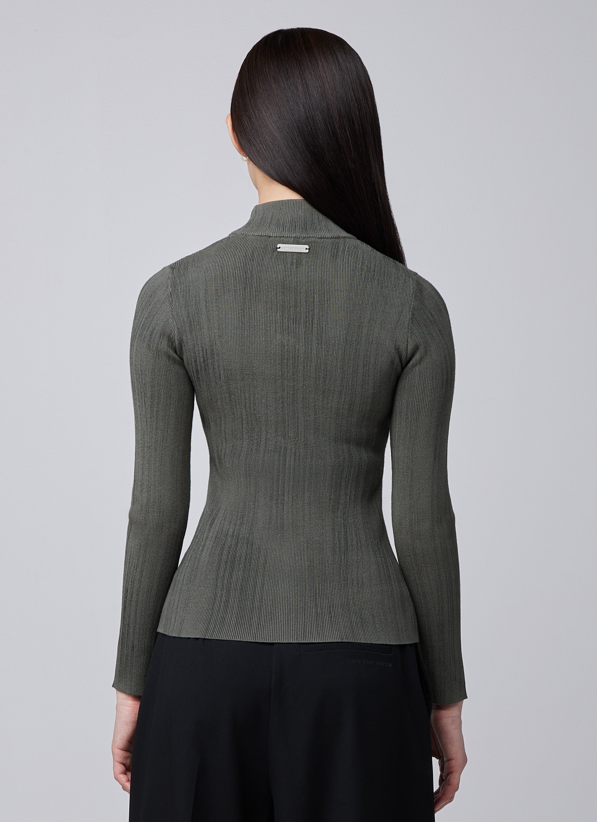 Top de cuello alto de punto Mud | Verde oscuro