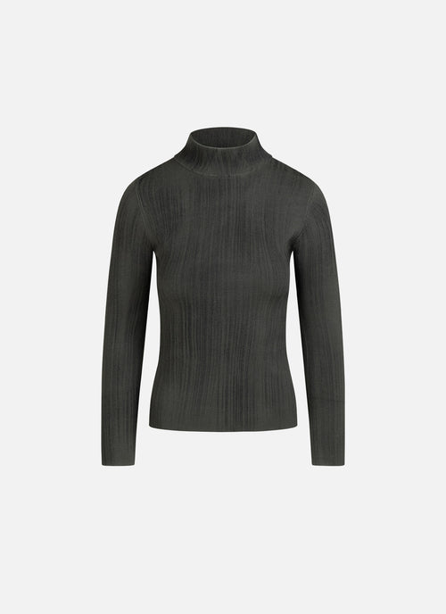 Top de cuello alto de punto Mud | Verde oscuro