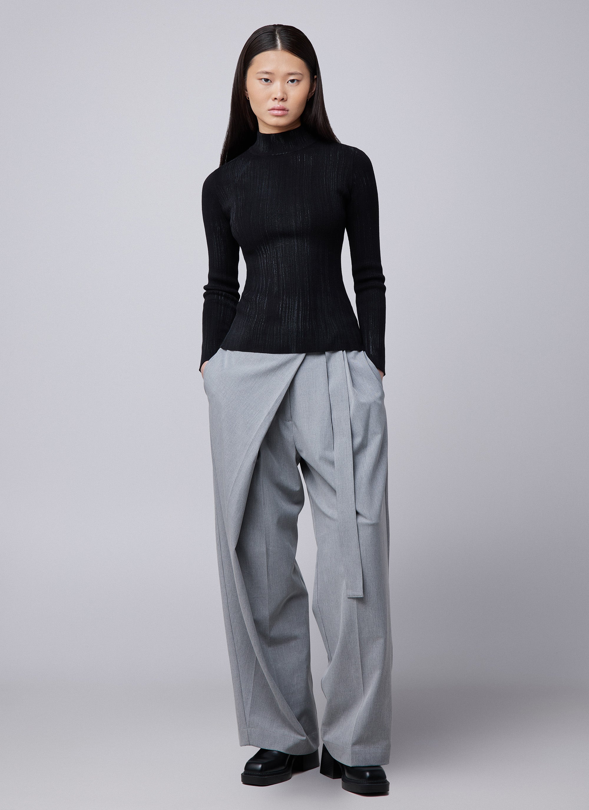 Jersey de cuello alto de punto | Negro