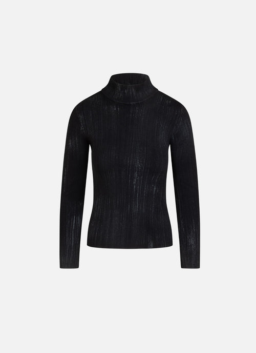 Knitted Turtleneck Mud Top | Black