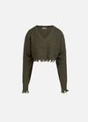 Knitted Rib V-Neck Cropped Top 