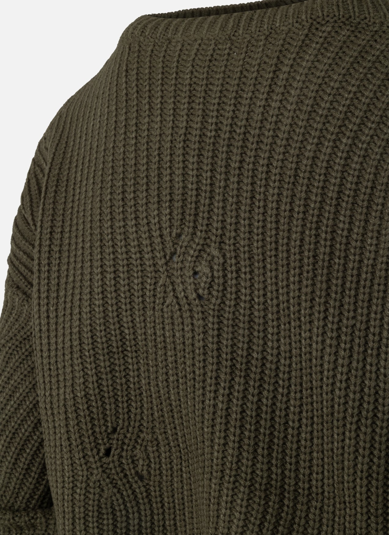 Knitted Rib V-Neck Cropped Top | Dark green