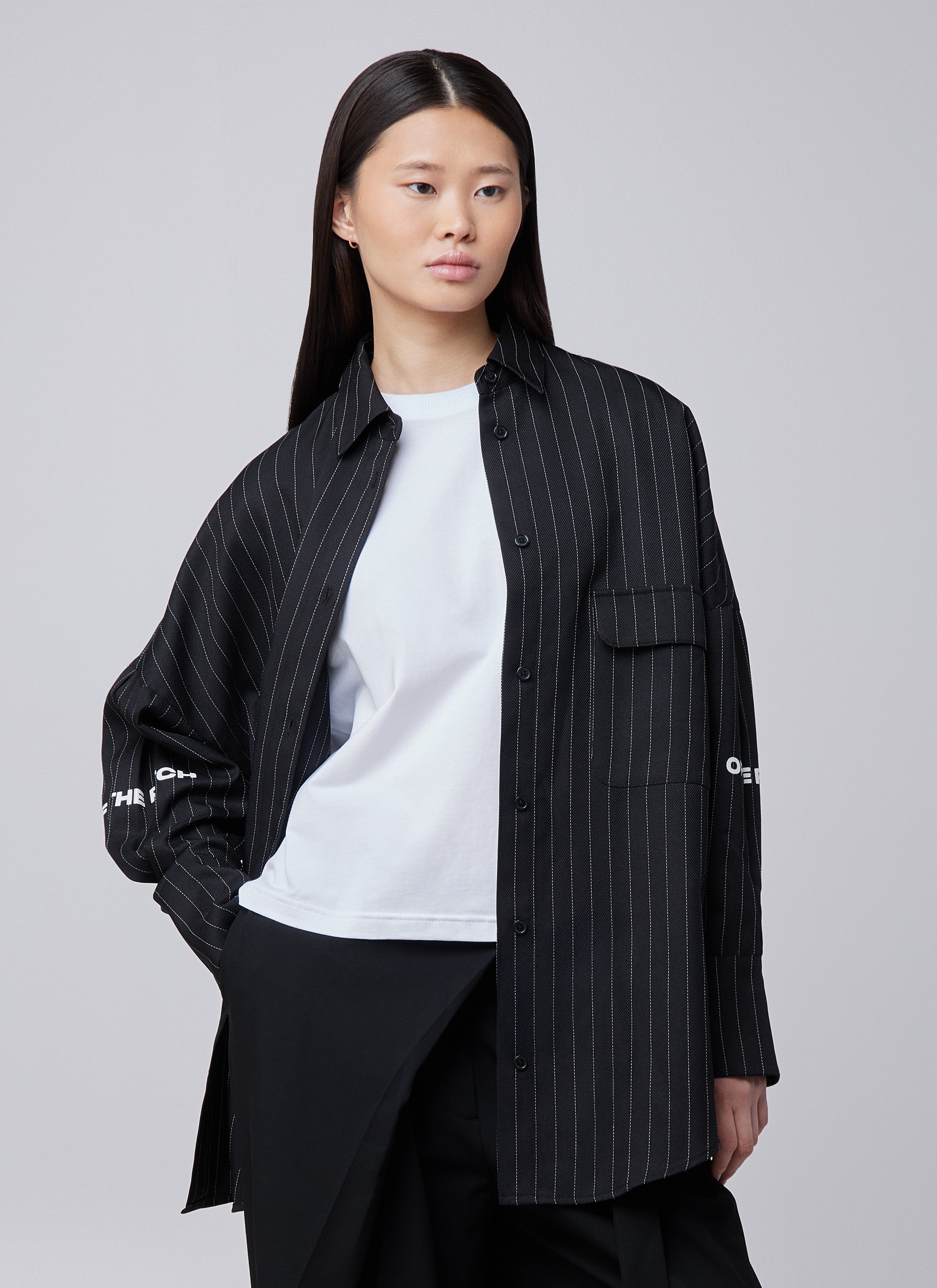 Camisa Oversize a Rayas | Negra