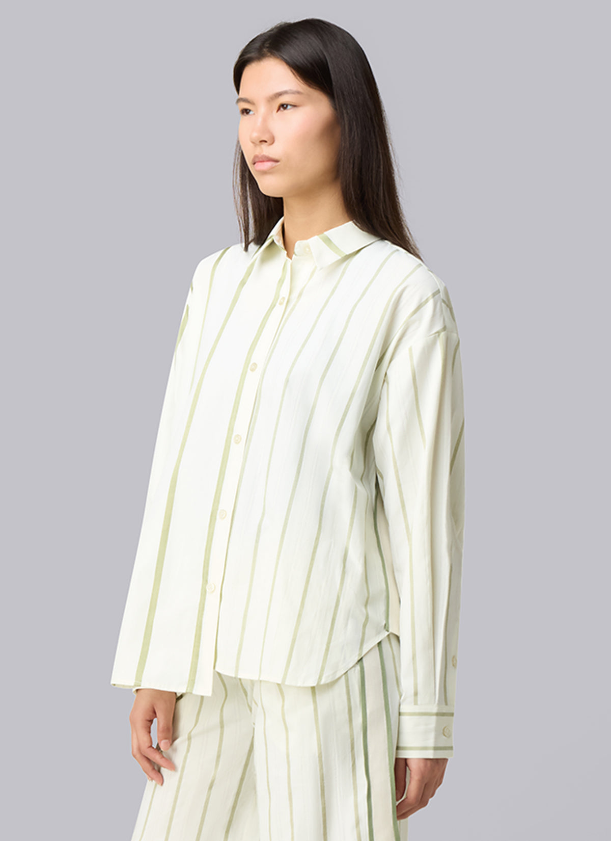 Asymmetric Striped Sora Shirt | Off White