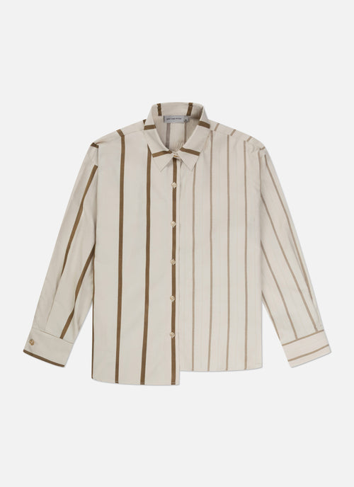 Asymmetric Striped Sora Shirt | Sand
