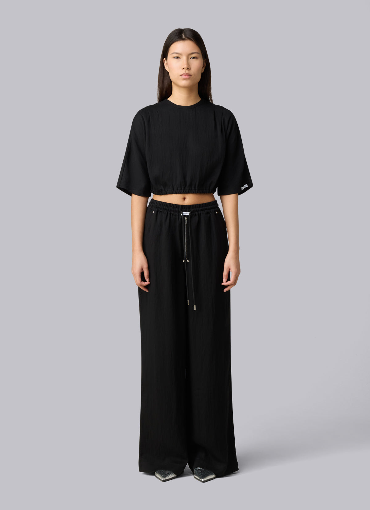 Geplooide Mona Top | Zwart