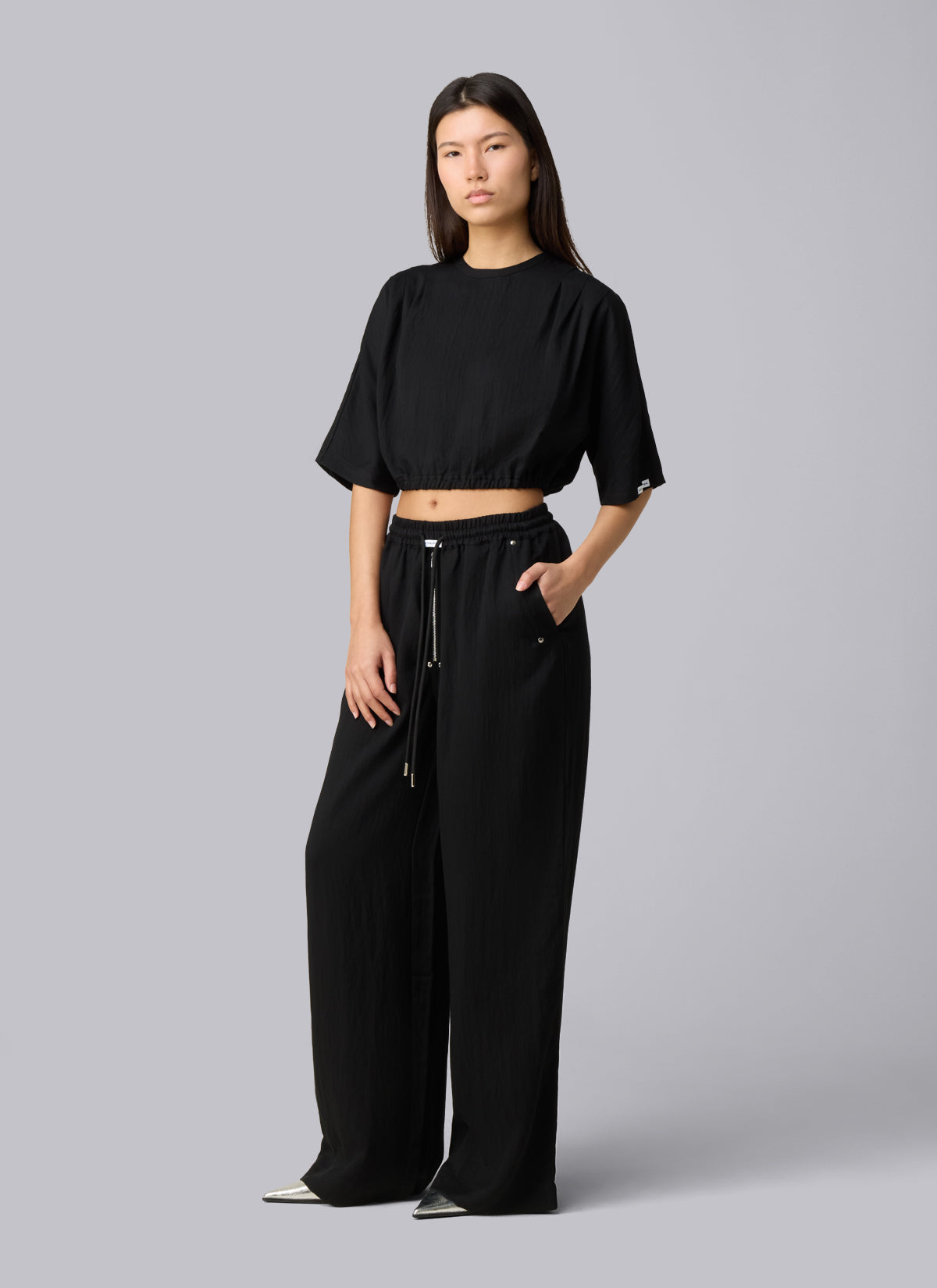 Geplooide Mona Top | Zwart