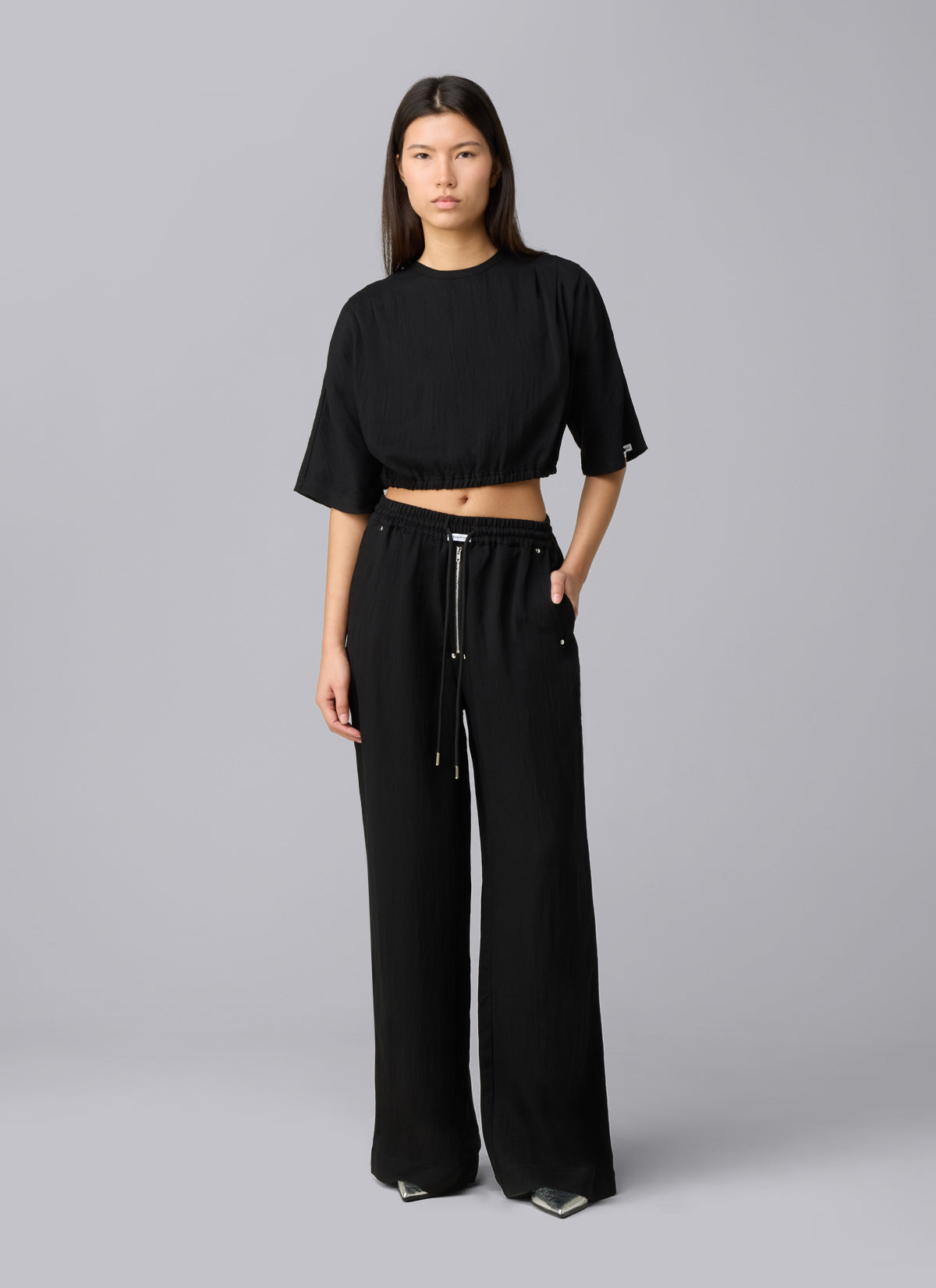 Geplooide Mona Top | Zwart