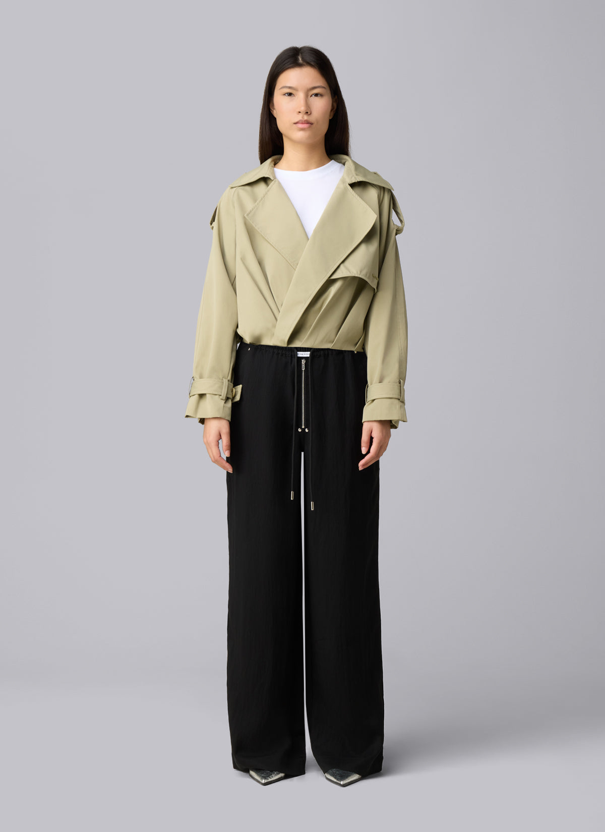 Pleated Trench Jacket | Olive
