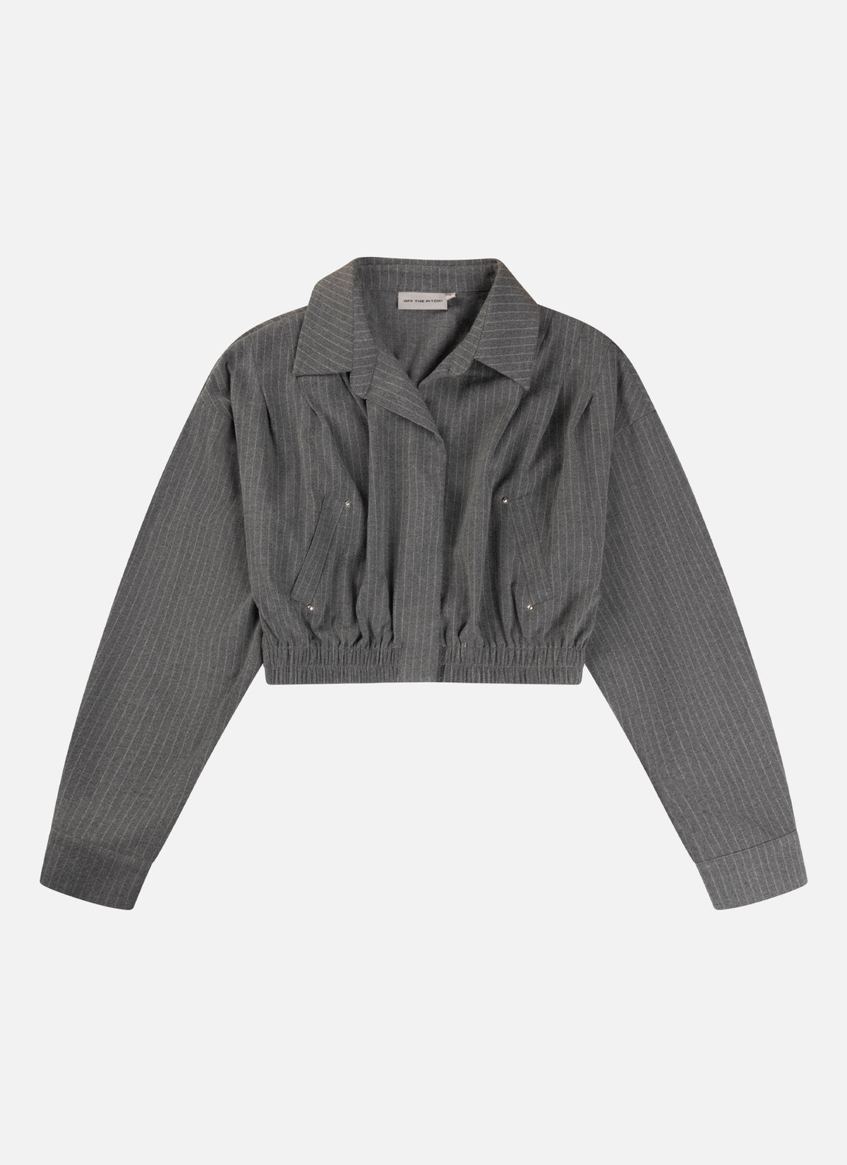 Mona Pinstripe Cropped Shirt | Grey