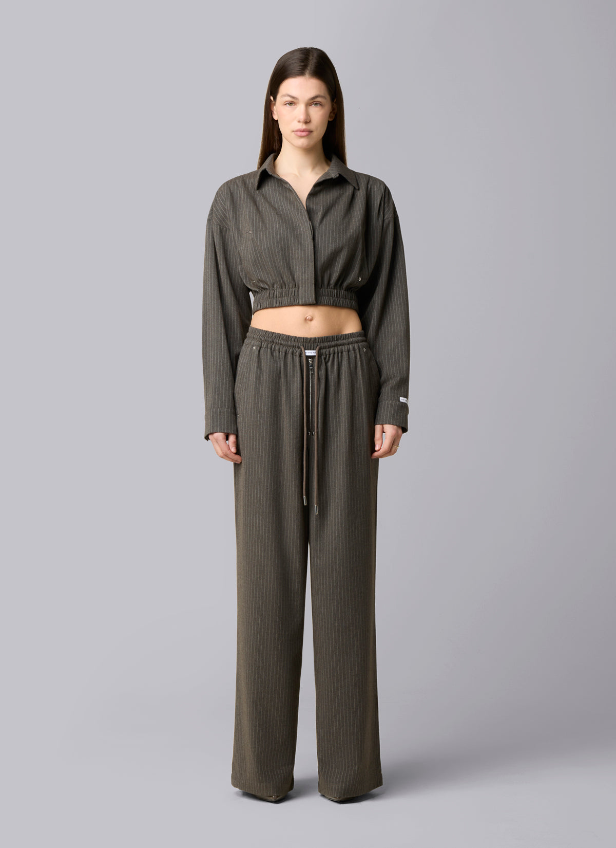 Mona Pinstripe Pants | Ash Brown
