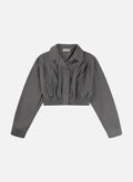Mona Pinstripe Cropped Shirt | Grey