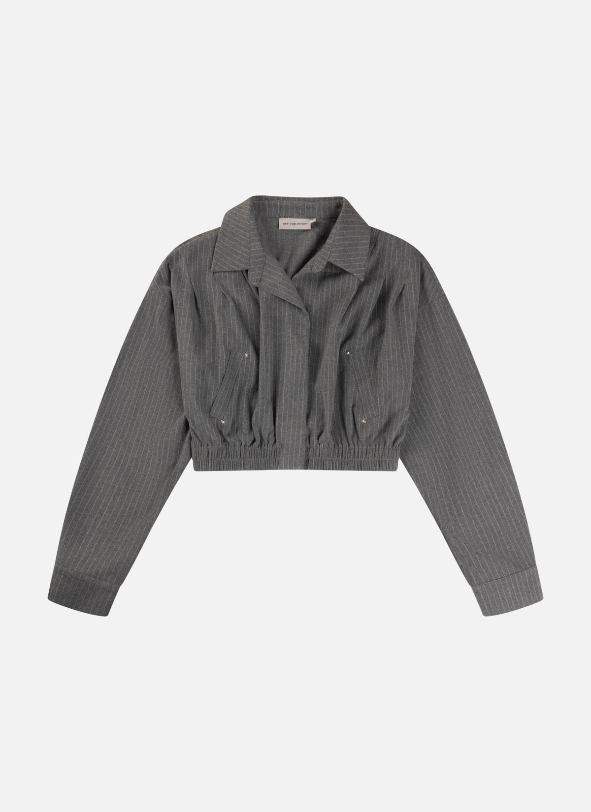Mona Pinstripe Cropped Shirt | Grey