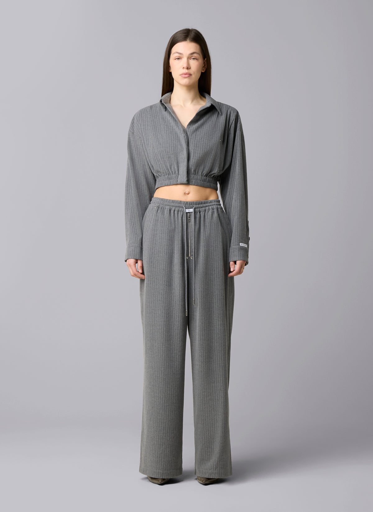 Mona Pinstripe Pants | Grey