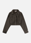 Mona Pinstripe Cropped Shirt | Ash Brown