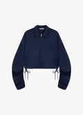 Soren Gathered Sleeve Crew | Dark Navy