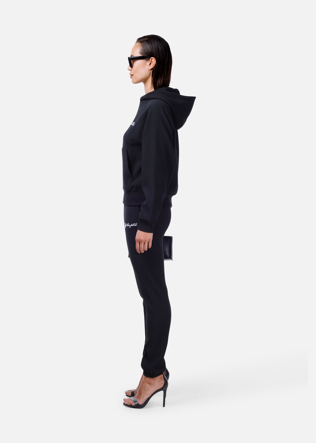 Script Rib Hood Women, Black, hi-res