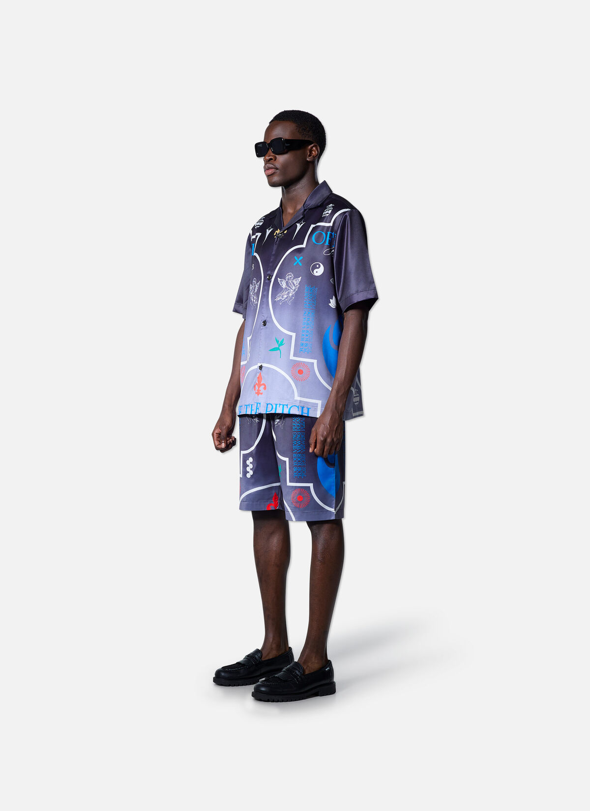 Global Satin Shirt, Black, hi-res