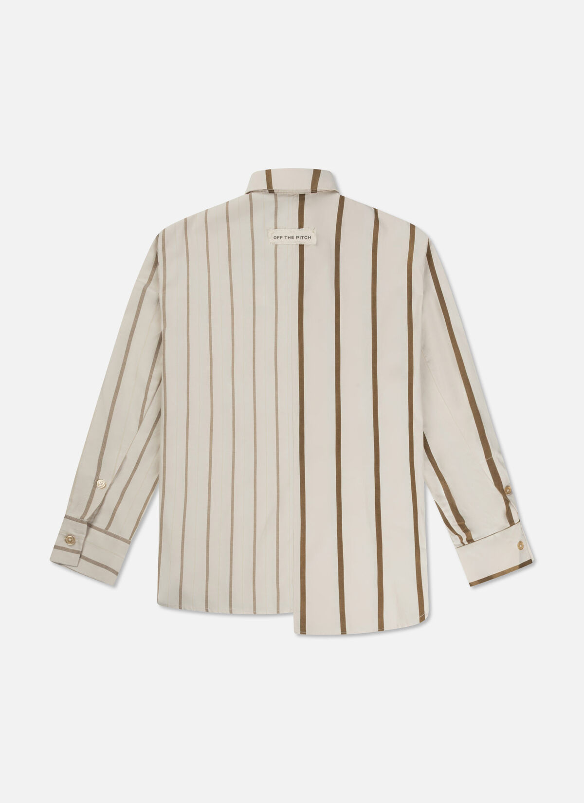 Asymmetric Striped Sora Shirt, Sand, hi-res