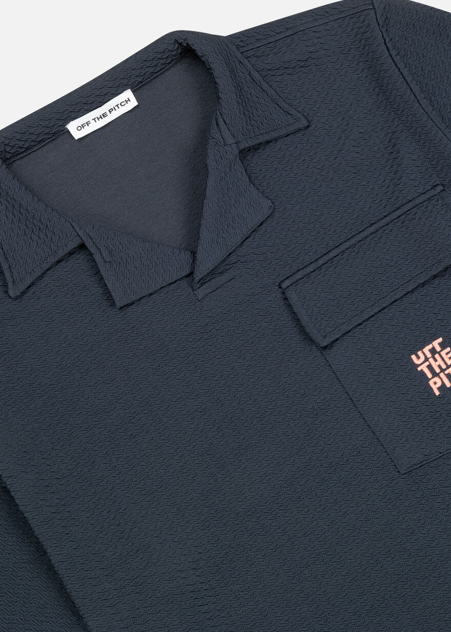 Boulevard Lapel Shirt - 97% Polyester / 3% Elastan, Navy/Black, hi-res