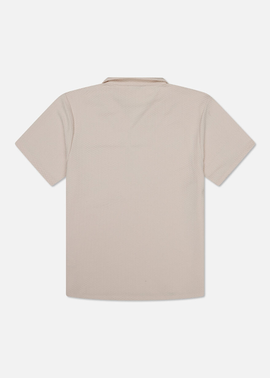 Boulevard Lapel Shirt - 97% Polyester / 3% Elastan, Crème, hi-res