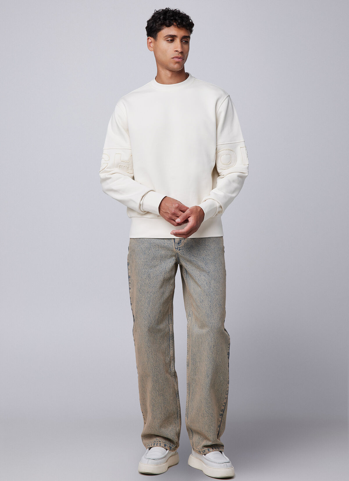 Logo Patch Crewneck, Off white, hi-res