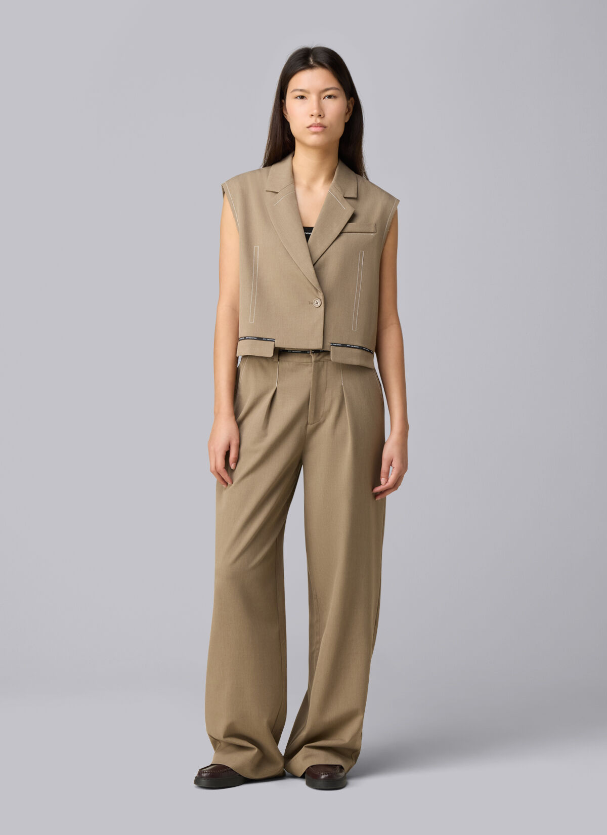 Shia Smart Sleeveless Blazer, Sand, hi-res