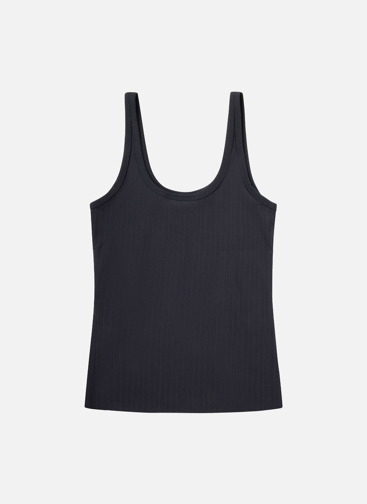 Ribbed Tank Top, Black, hi-res