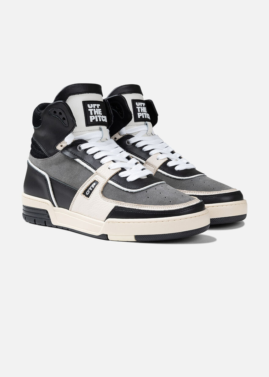 Basketta Hi - Leather/Tumbled Leather, Black/Grey, hi-res