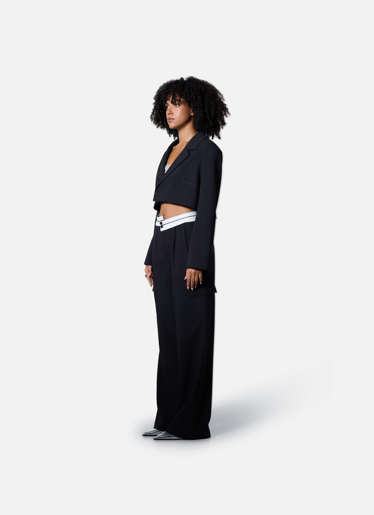 Pleated Lana Pants, Black, hi-res
