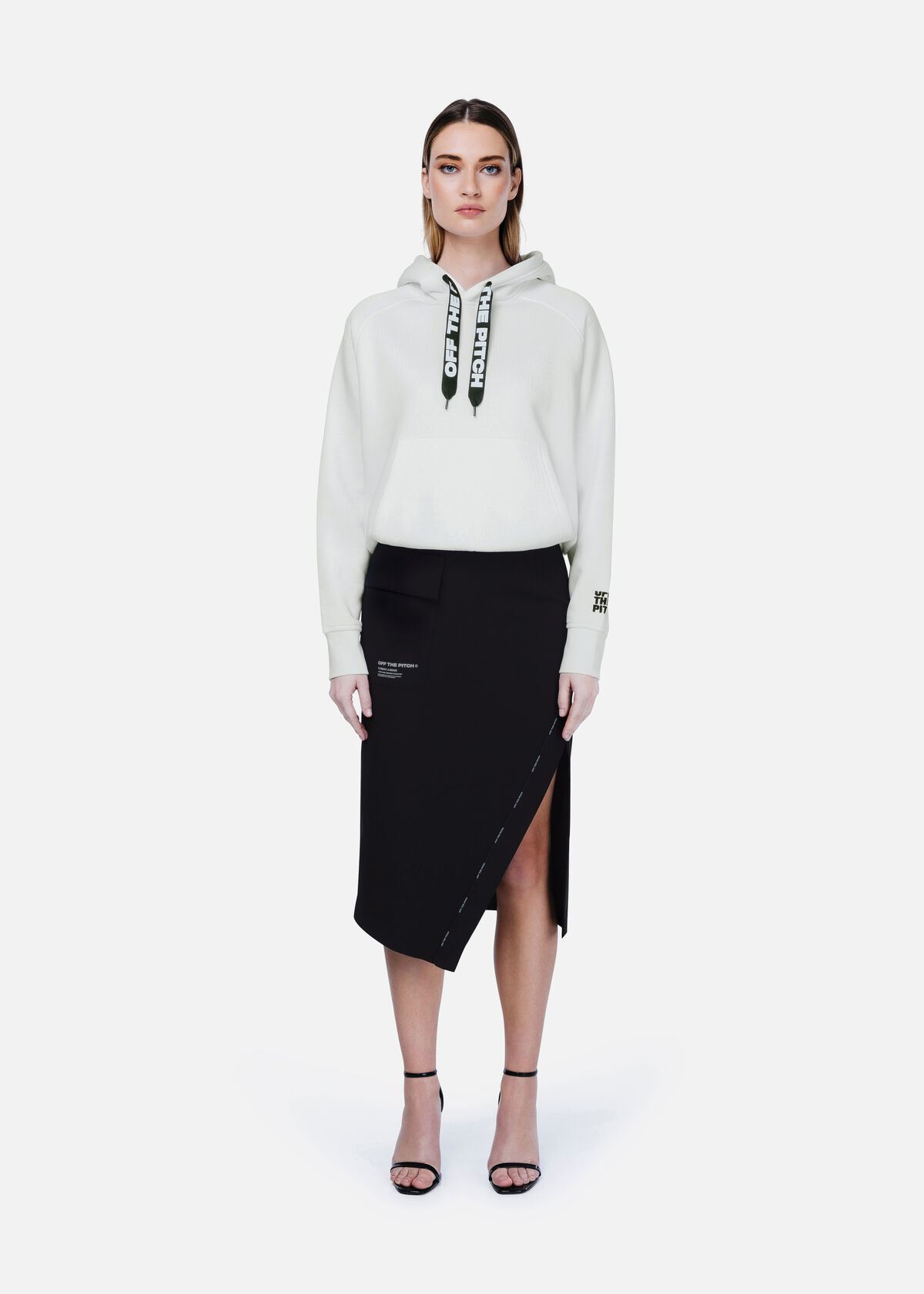 Asymmetric Smart Skirt, Black, hi-res