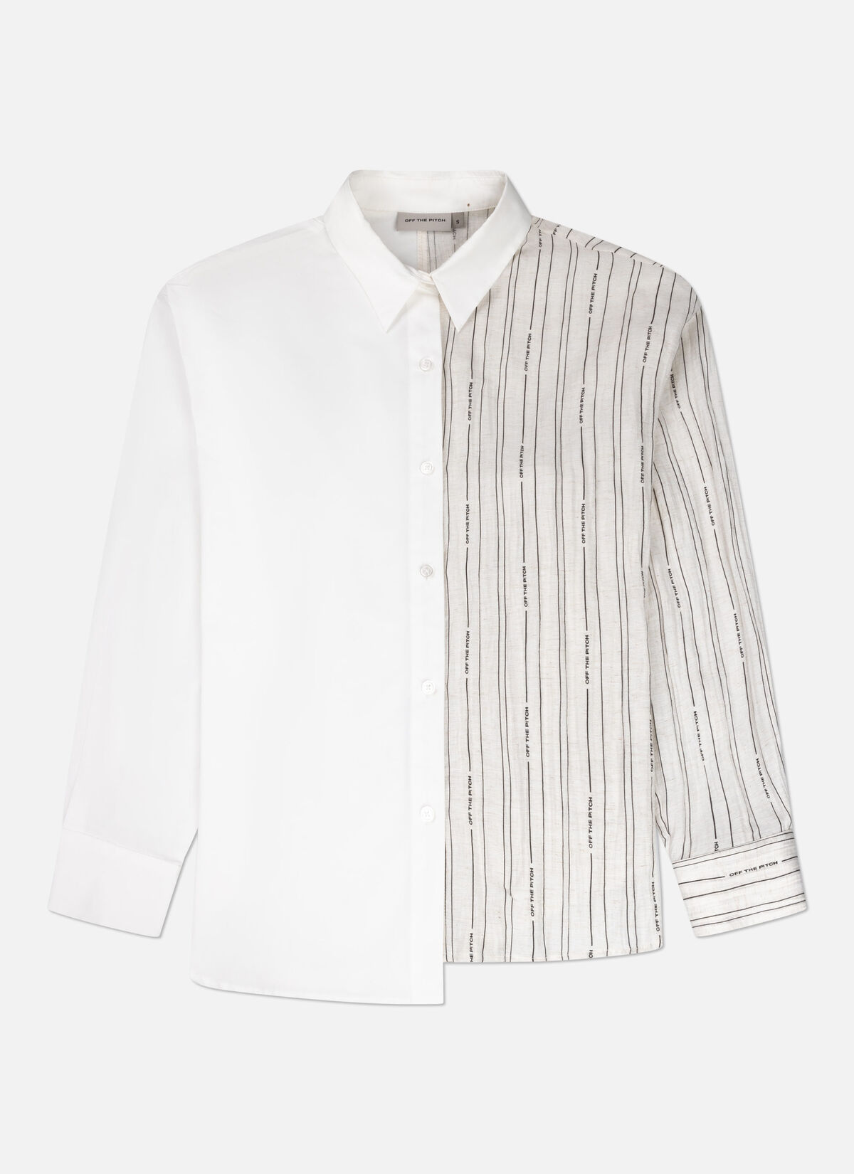 Asymmetric Striped Shirt, White, hi-res