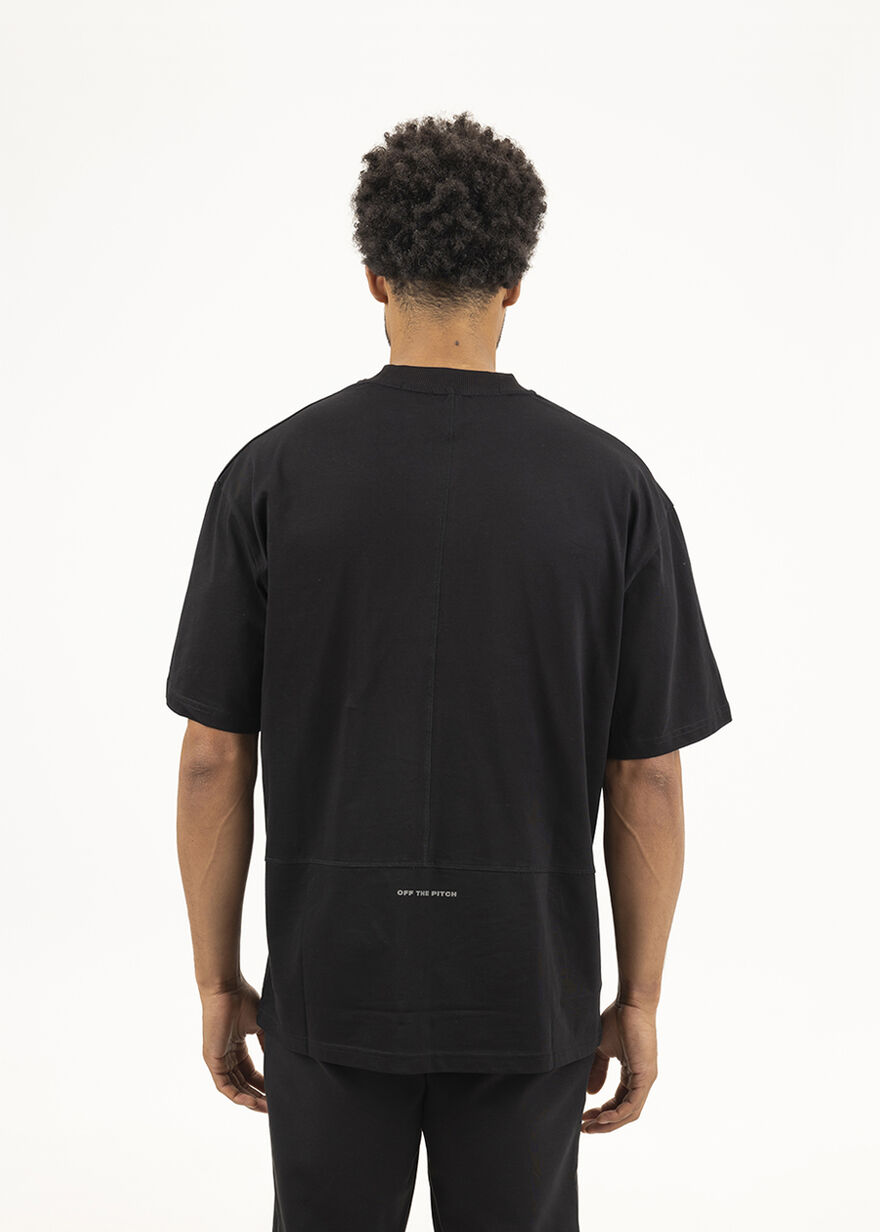 Overlock Loose Fit Tee - 100% Cotton, Black, hi-res