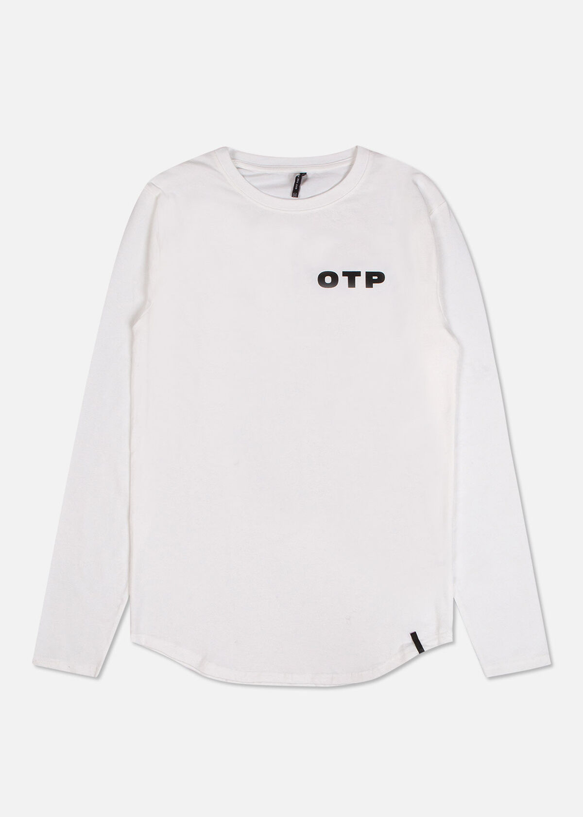 Off printed tee LS - White - 95% Cotton / 5% Elast, White, hi-res