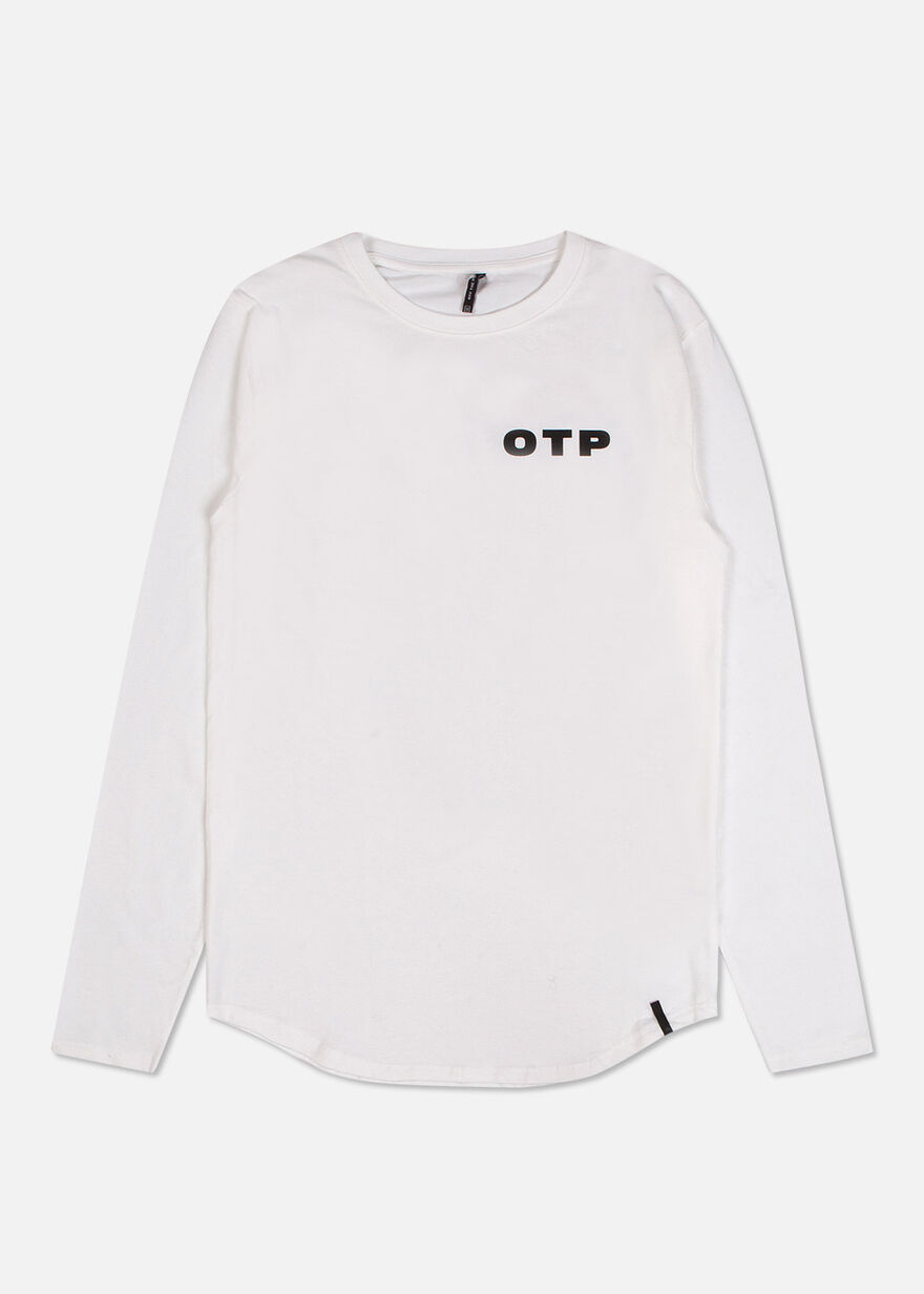 Off printed tee LS - White - 95% Cotton / 5% Elast, White, hi-res