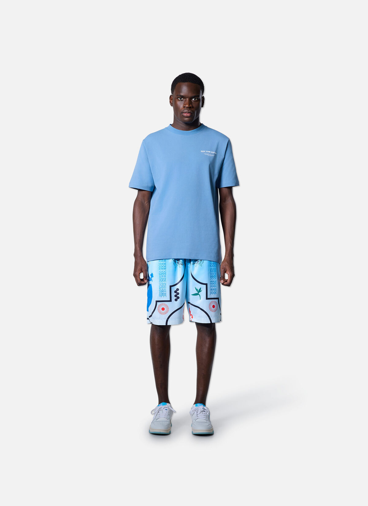 Global Satin Shorts, White/Blue, hi-res