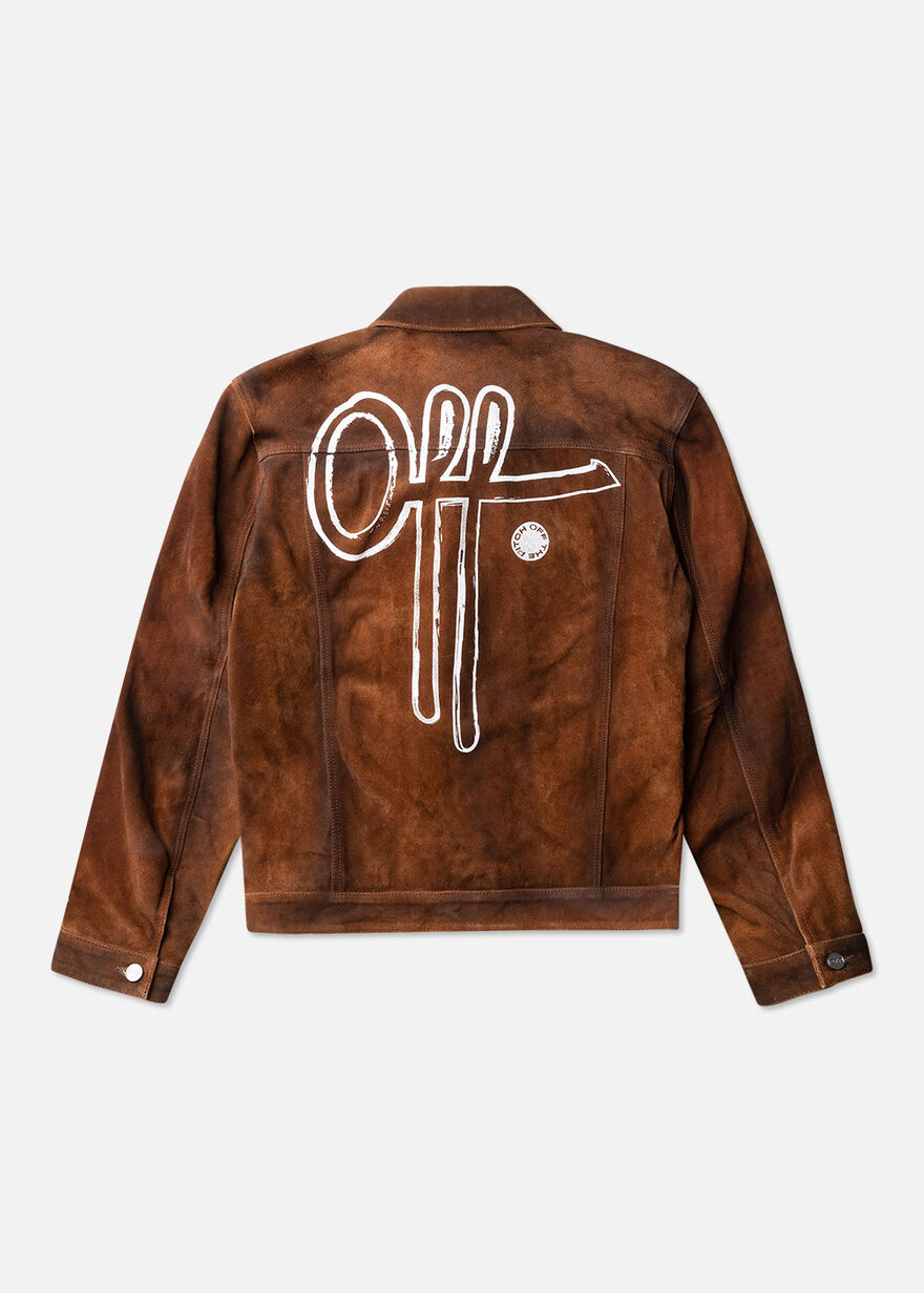 Suede Trucker Jacket, Brown/Cognac, hi-res