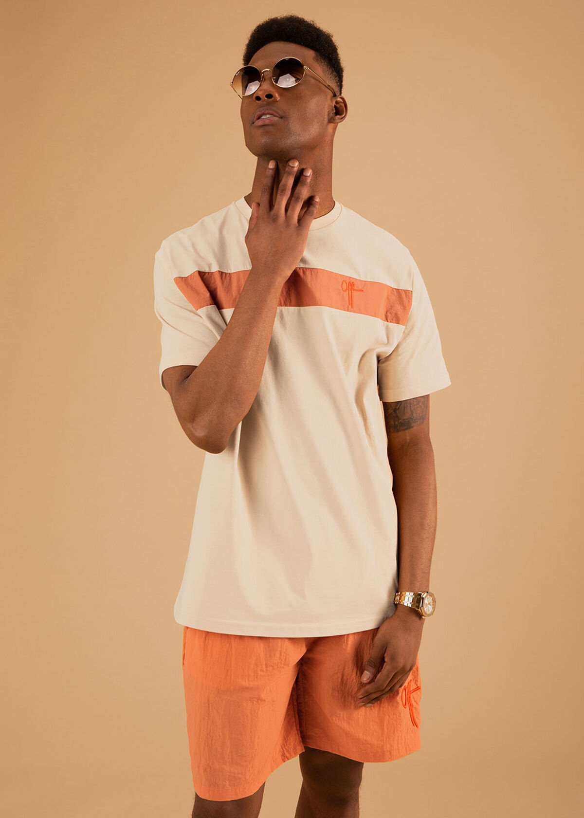 The Comet Regular Tee - Light Grey - 100% Cotton, Orange, hi-res