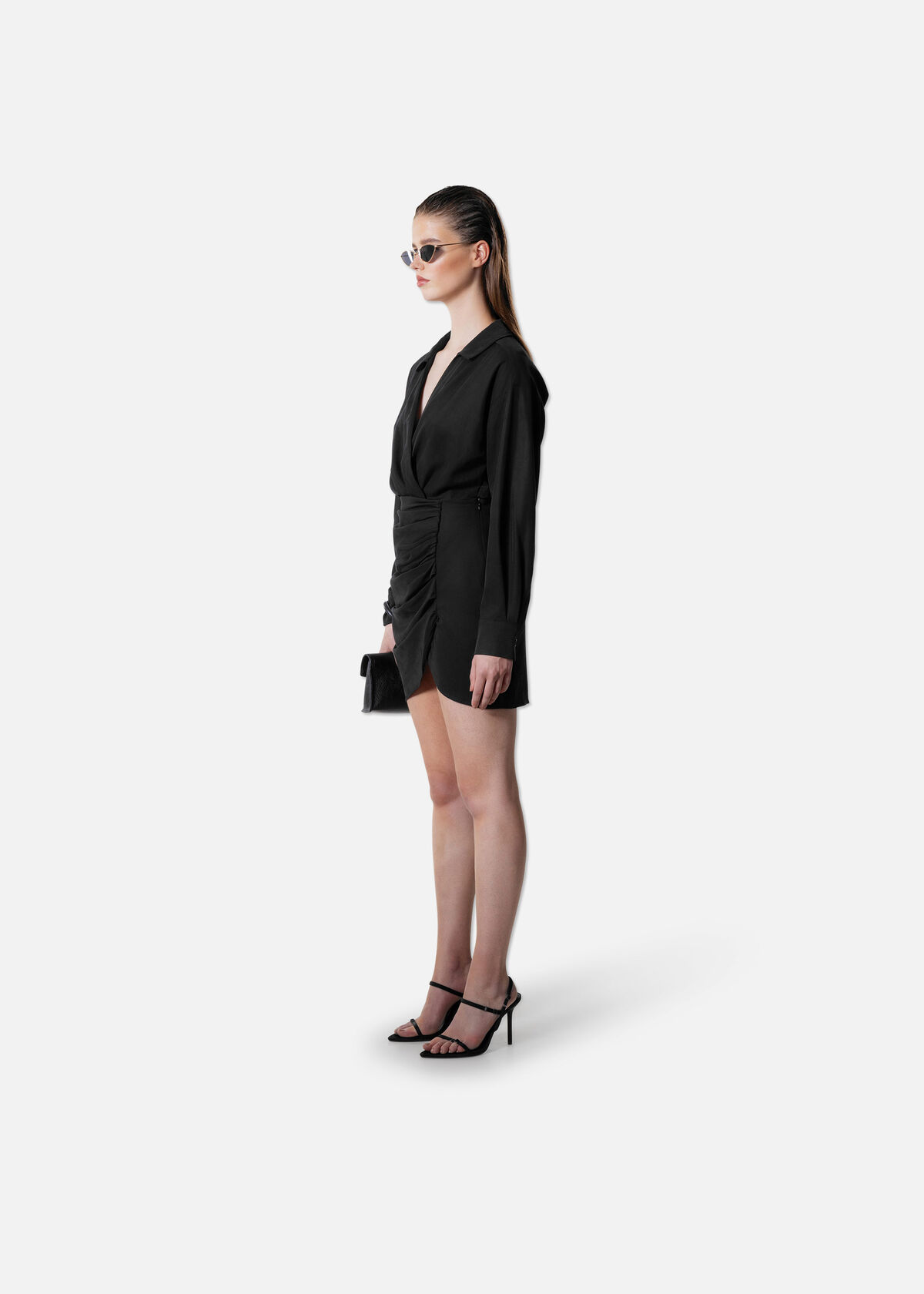 Pleated Vira Dress, Black, hi-res
