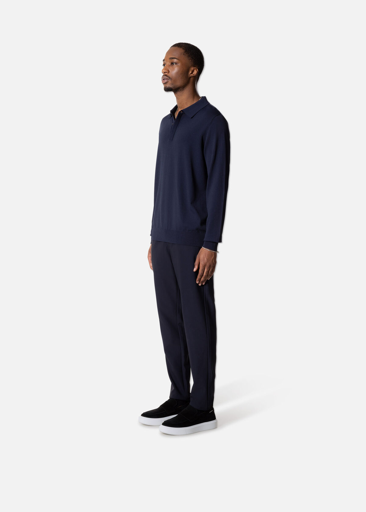Smart Longsleeve Polo, Navy/Blue, hi-res