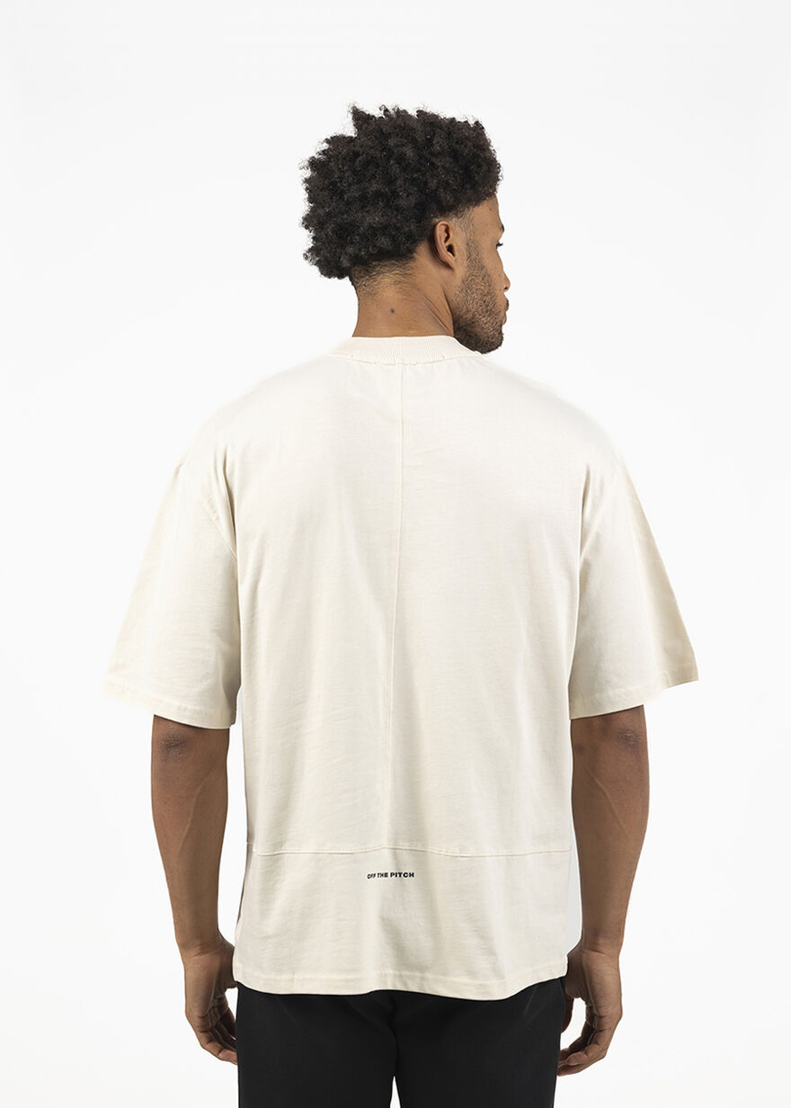 Overlock Loose Fit Tee - 100% Cotton, Crème, hi-res
