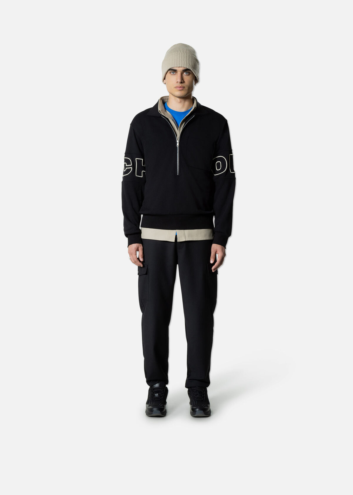 Half zip Polo sweater, Black, hi-res
