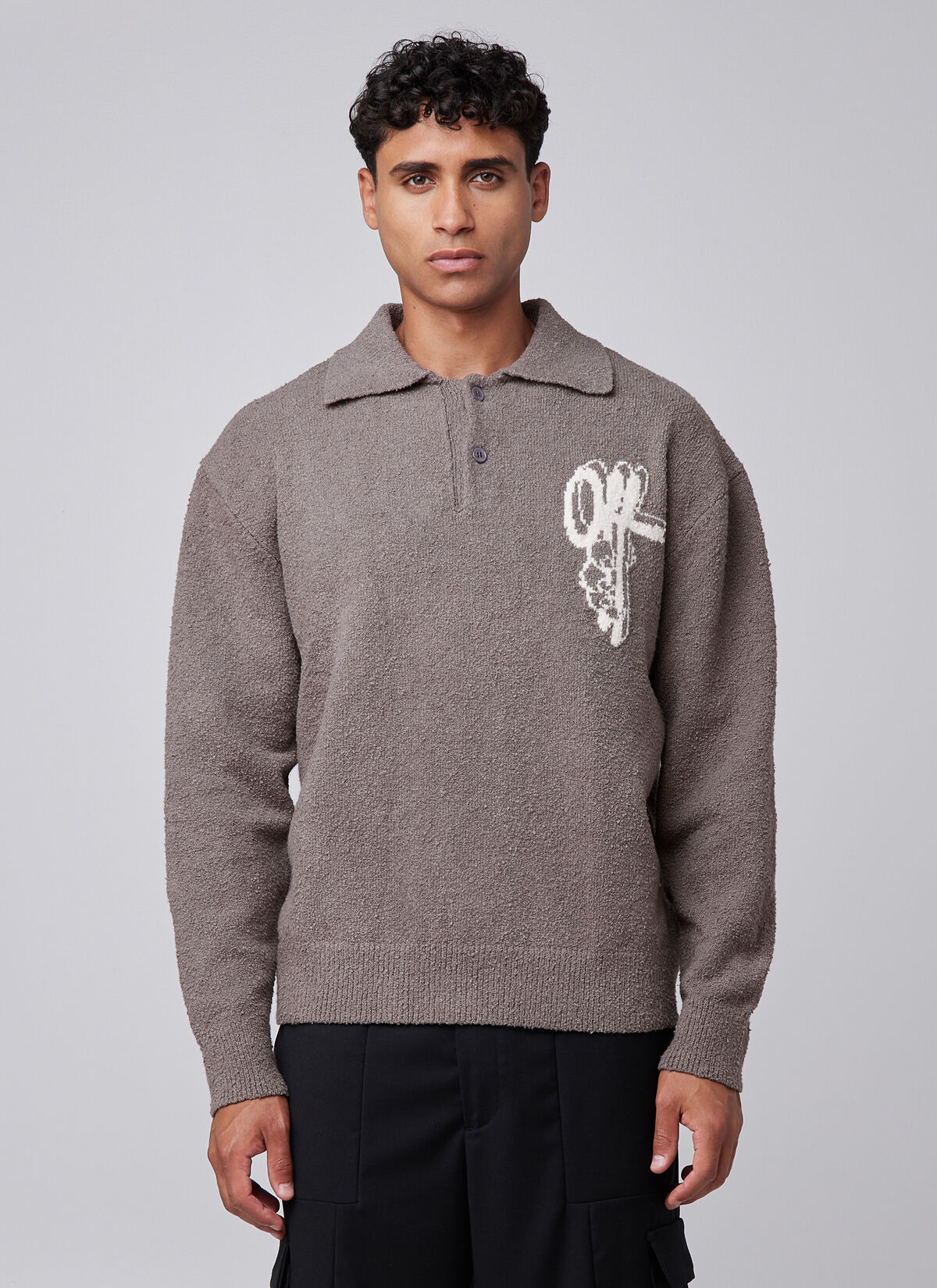 Boucle Grip Sweater, Dark grey, hi-res