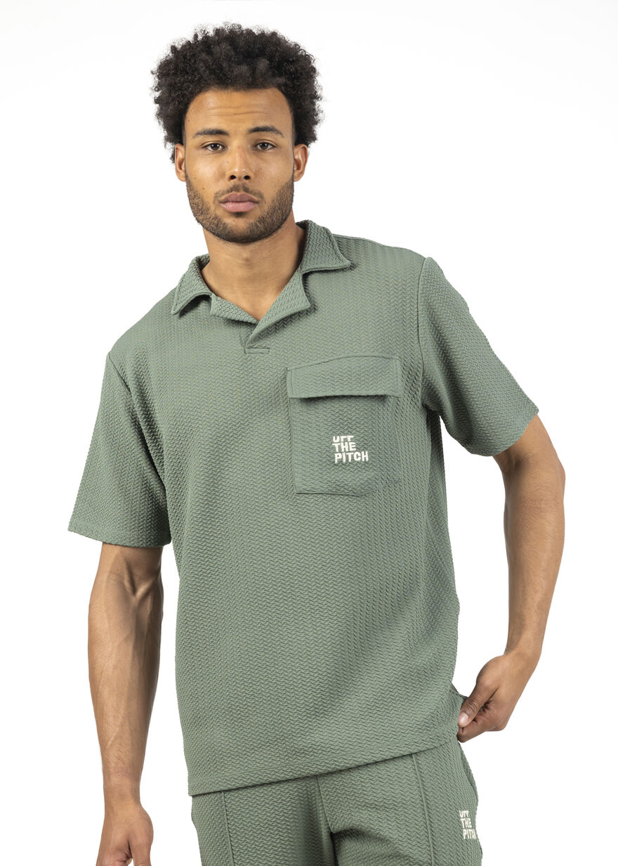 Boulevard Lapel Shirt - 97% Polyester / 3% Elastan, Forest Green, hi-res