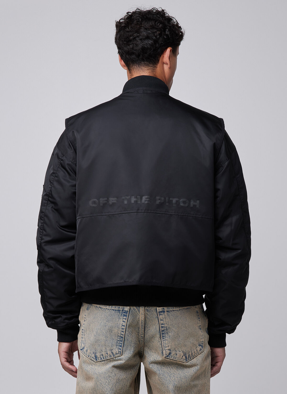 Double Layerd Bomber Jacket, Black, hi-res