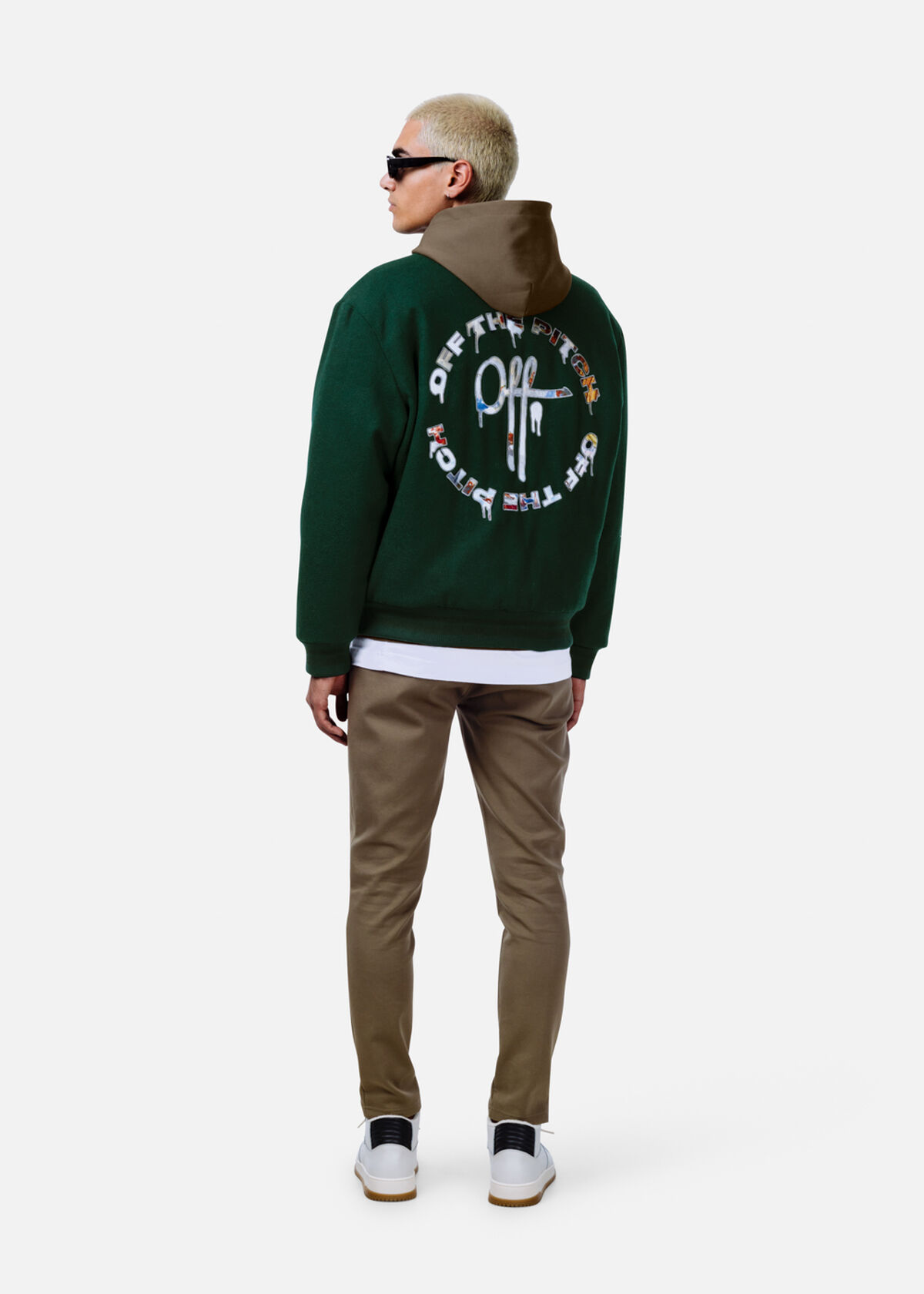 Graphic Varsity Jacket, Green, hi-res