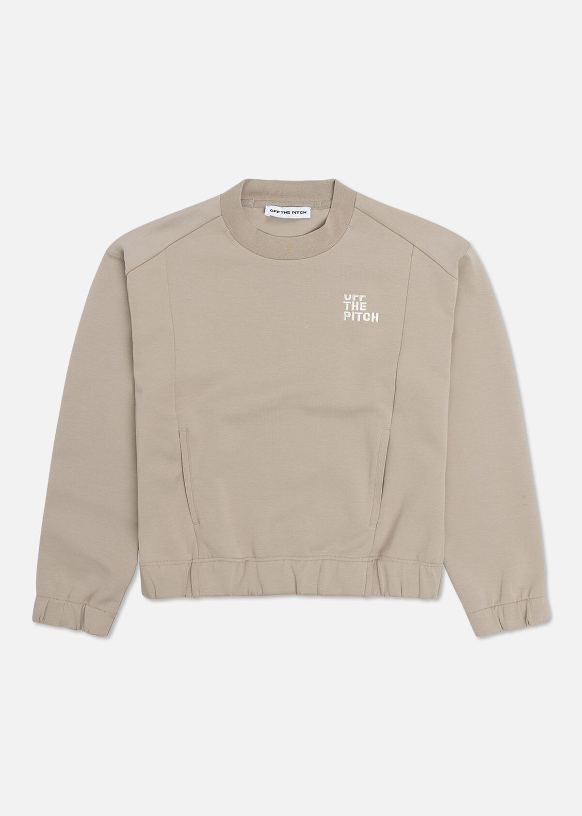 Offset Crewneck Woman - 78% Cotton/17% Polyester/5, Sand, hi-res